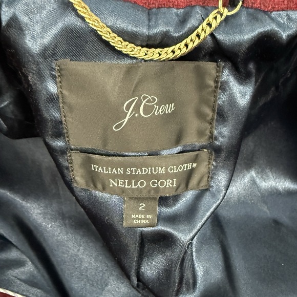 J Crew Cocoon‎ Nello Gori Italian Stadium Cloth Coat Womens 2 Burgundy Full Zip - Picture 11 of 14